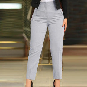 Stylish Office Pants 3D Cutting Workwear Anti-pilling Women Cropped Work Pants Solid Color Female Casual Trousers For Daily Wear