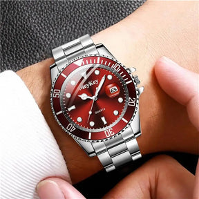 Hot Sale Men's Steel Strap Green Aqua Ghost with Calendar Quartz Watch Classic Men's Watches Fashion Matching Goods
