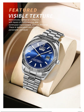 BINBOND B7012 Mens Fashion Business Sports Quartz Watch 30M Waterproof Luminous Classic Calendar Creative Clock Mens Wristwatch