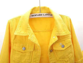 2024 New Women Spring Autumn Denim Jacket Tops Pink Color Solid Short Multicolor Feminino Three Quarter Sleeve Jean Jacket