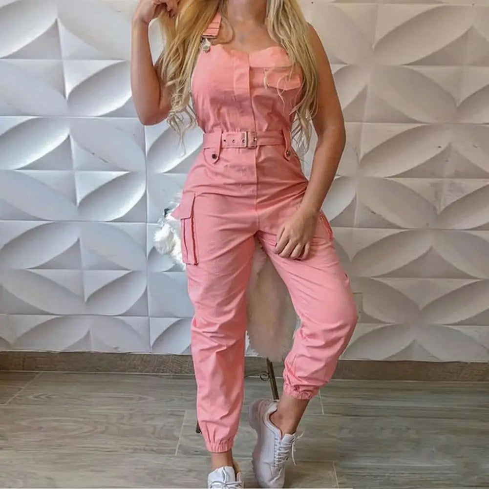 Women Romper 5 Colors Women Jumpsuit Women Sleeveless Slim Halter Jumpsuit Romper Casual Backless Pockets Overalls Playsuit