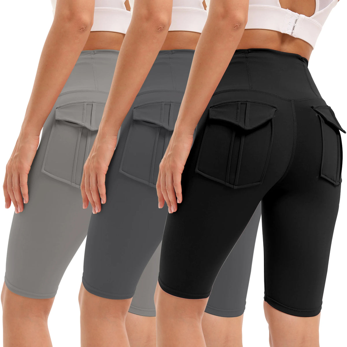 Women Yoga Legging Short High Waist Fitness Quick Drying Cycling Workout Gym Shorts Breathable sports pants with Butt pocket