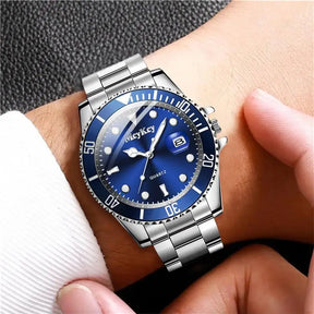 Hot Sale Men's Steel Strap Green Aqua Ghost with Calendar Quartz Watch Classic Men's Watches Fashion Matching Goods