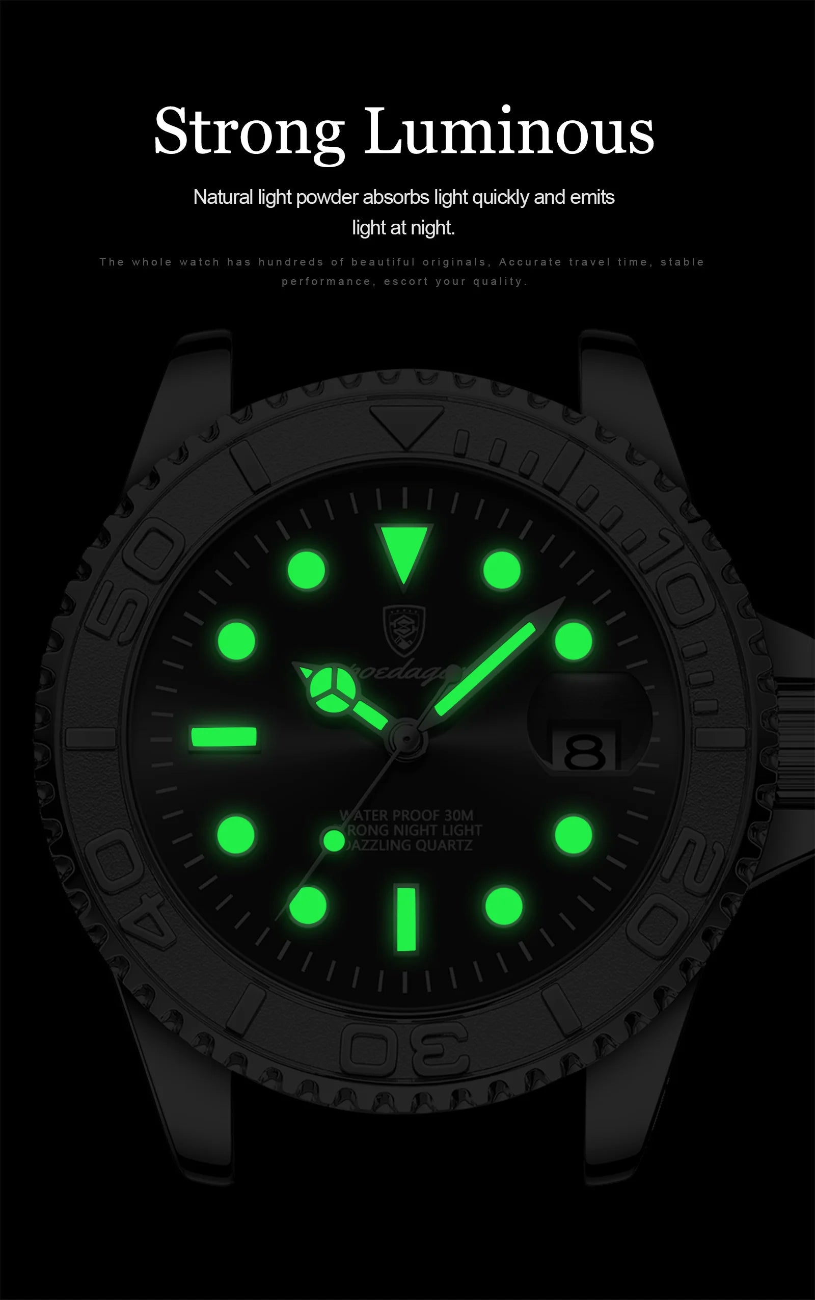 POEDAGAR Luxury Men Watch Business Quartz Man Clock Sports Waterproof Luminous Date Stainless Steel Men's Watches Male Reloj+box