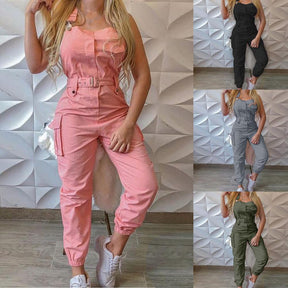 Women Romper 5 Colors Women Jumpsuit Women Sleeveless Slim Halter Jumpsuit Romper Casual Backless Pockets Overalls Playsuit