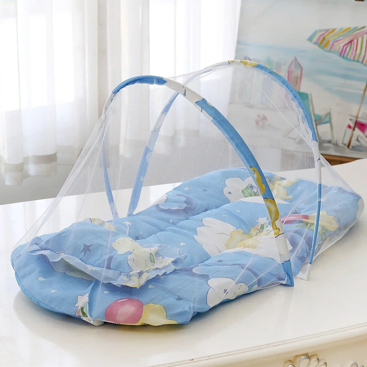 New Portable Crib Breathable Folding Newborns Care Bedding Set with Mosquito Net Basket Pillow Cotton Sleeping Cot Baby Nest Bed