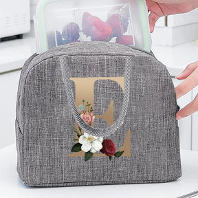 Thermal Food Picnic Lunch Box Insulated School Child Tote Lunch Bags for Work Cute Gold Letter Pattern Cooler Bag for Women