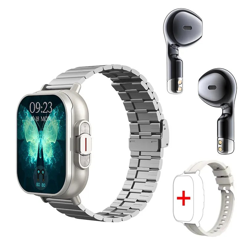 D8 Pro Smart Watch Large Screen With Earbuds TWS 2 In 1 Wireless Bluetooth Noise Earphones NFC Headset Music Sports Smartwatch