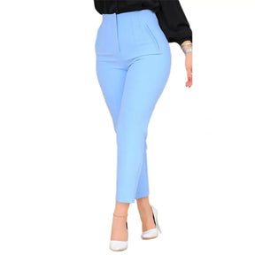 Stylish Office Pants 3D Cutting Workwear Anti-pilling Women Cropped Work Pants Solid Color Female Casual Trousers For Daily Wear