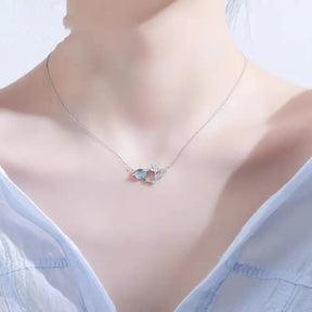 Blue Planet Meteor Shower Key Pendant Necklace Tiny Silver Color Clavicle Chain Collar for Women Friendship Jewelry