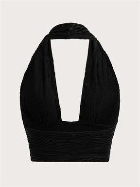 Sexy Solid Backless Crop Halter Top Women Summer 2024 Y2K Clothes Grunge High Street Style Club Sleeveless Cami Top Streetwear