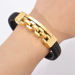 Trend Multi-Layer Leather Braided Hollow Lock Magnetic Buckle Bracelet Glamour Men's Bracelet New Fashion Jewelry Punk Accessori