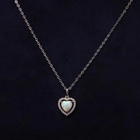 925 Silver Opal Heart shaped Necklace fashion For Match Clavicle Chain Necklace
