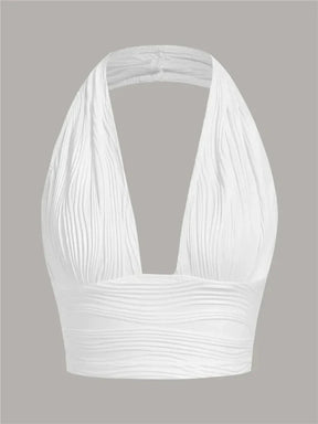 Sexy Solid Backless Crop Halter Top Women Summer 2024 Y2K Clothes Grunge High Street Style Club Sleeveless Cami Top Streetwear