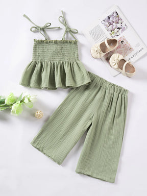 2025 Summer Baby Girl Sets  Fashionable Casual Camisole Shirt and Loose Pants for Kids Girls