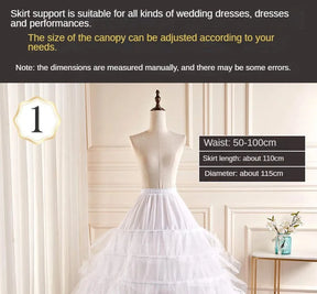 6-Hoops Underskirt Women Petticoat Wedding Dress Pleated Crinoline White a Line Floor Length Under Skirt Cancan Pettidresses