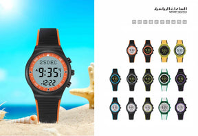 Muslim Azan Watch for Prayer with Qibla Compass Adhan Alarm Hijri Islamic Al Harameen Fajr Time Wristwatch Multi Languages