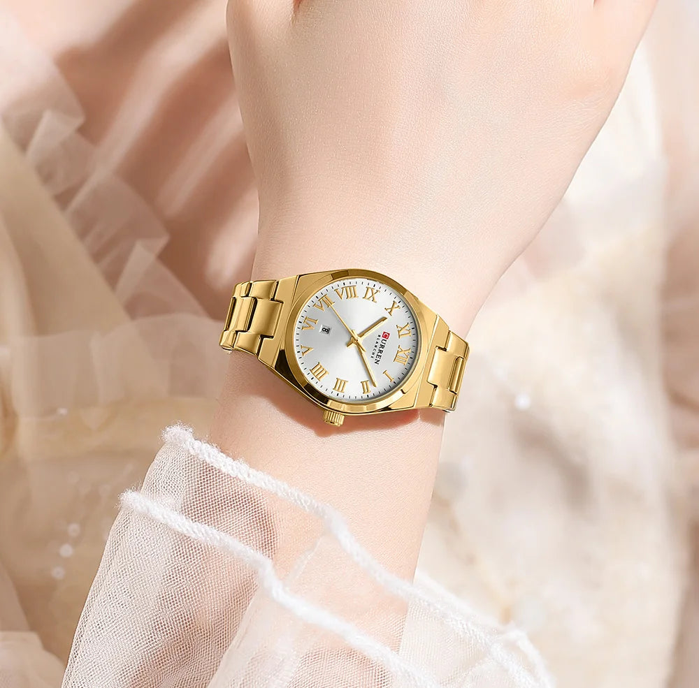 CURREN Women Watches Fashion Gold Stainless Stain Steel Ladies Watch Waterproof Quarzt Wristwatch Romatic Girlfriend Gift