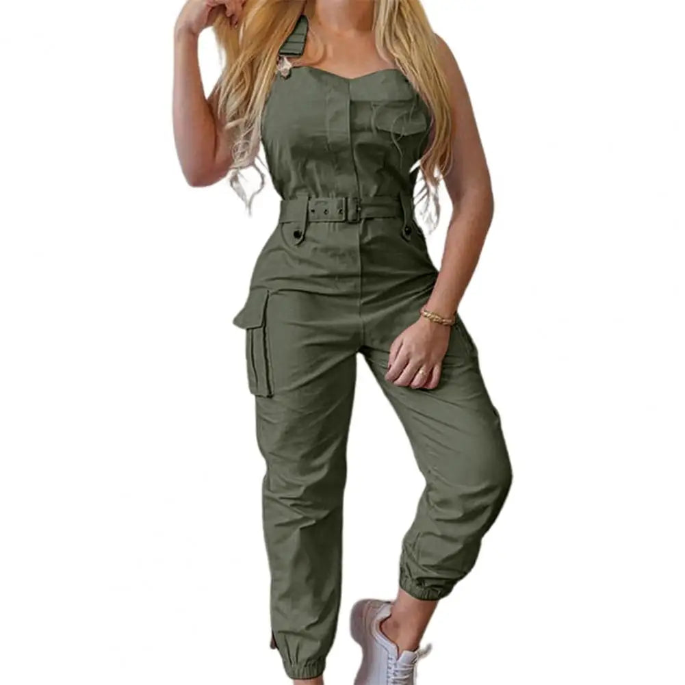 European and American Suspender Women Jumpsuit Fashion Women Loose Strap Jumpsuit Ankle Tied Harem Trousers Casual Playsuits