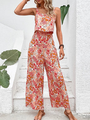 Elegant Long Jumpsuit Women Sexy Backless Wide Leg Jumpsuits Casual Sleeveless Floral Rompers Summer Clothes For Woman 2025 New
