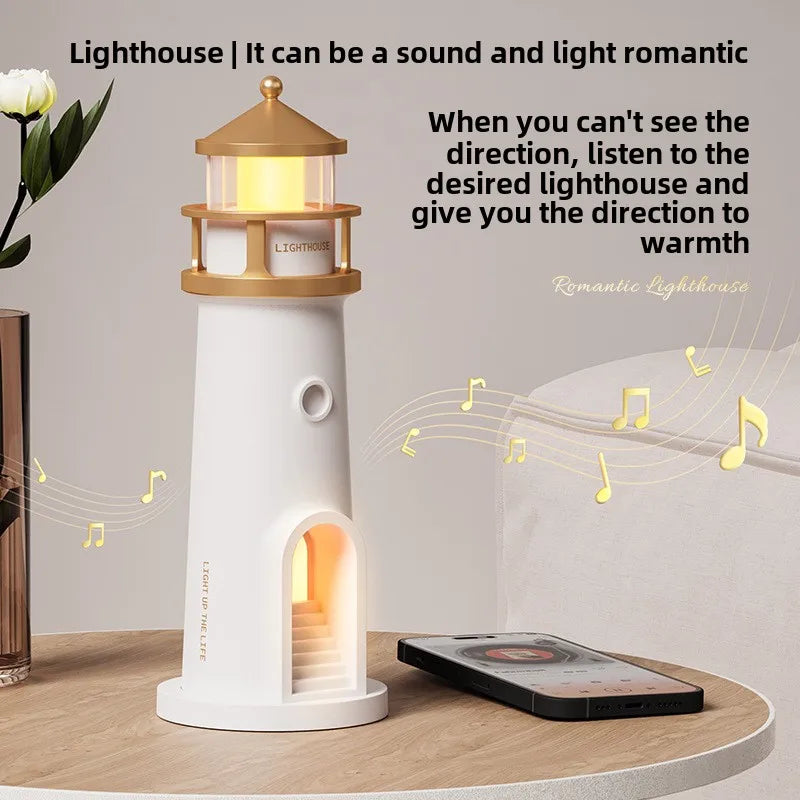 Moonlight Lighthouse Projection Light Atmosphere Night Light Bluetooth Speaker Ornament Human Sensing Small Desk Lamp