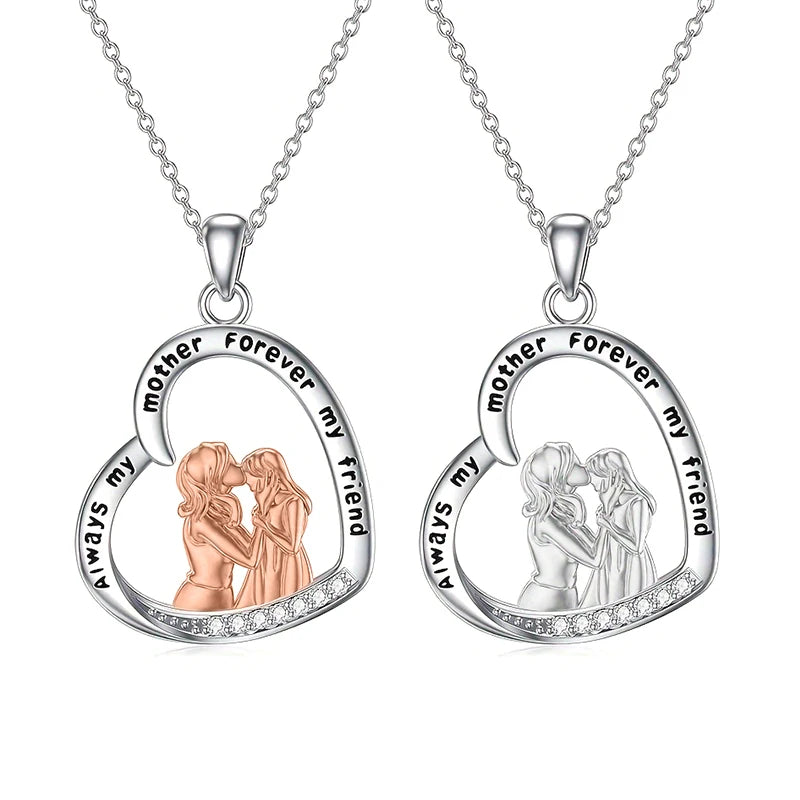 2025 New Fashion Mother And Daughter Heart Pendant Necklace For Mom Mama Jewelry Birthday Gifts