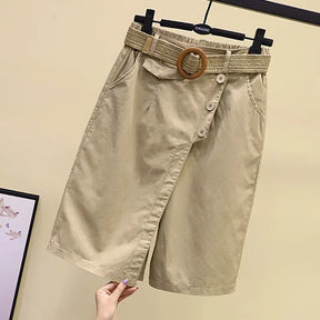 Pants Skirt for Women Shorts Summer Wide Leg Blue High Waist Straight-legged  Pockets Woman Short Black Korean Fashion Culotte