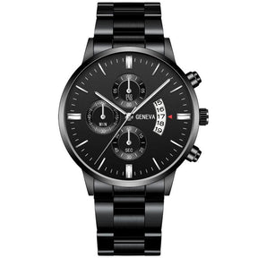 Leisure Business Fashion Men Black Stainless Steel Watch Luxury Calendar Quartz Wrist Watch Mens Business Watches for Man Clock