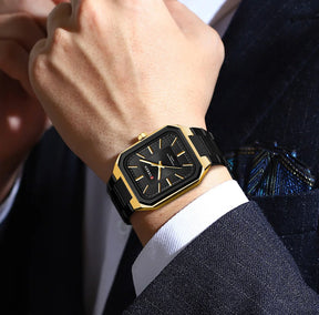 CURREN NEW Rectangular Business Watches for Men 2023 Fashion Brand Quartz Stainless Steel Band Wristwatch Male Clock 8457