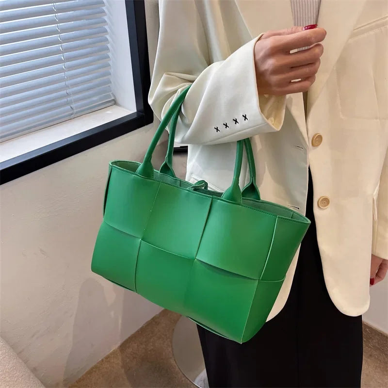 Large Weave Tote Bags For Women Large Capacity Designer Luxury 2024 New Trendy Shopping Korean Version Handbag Retro Travel