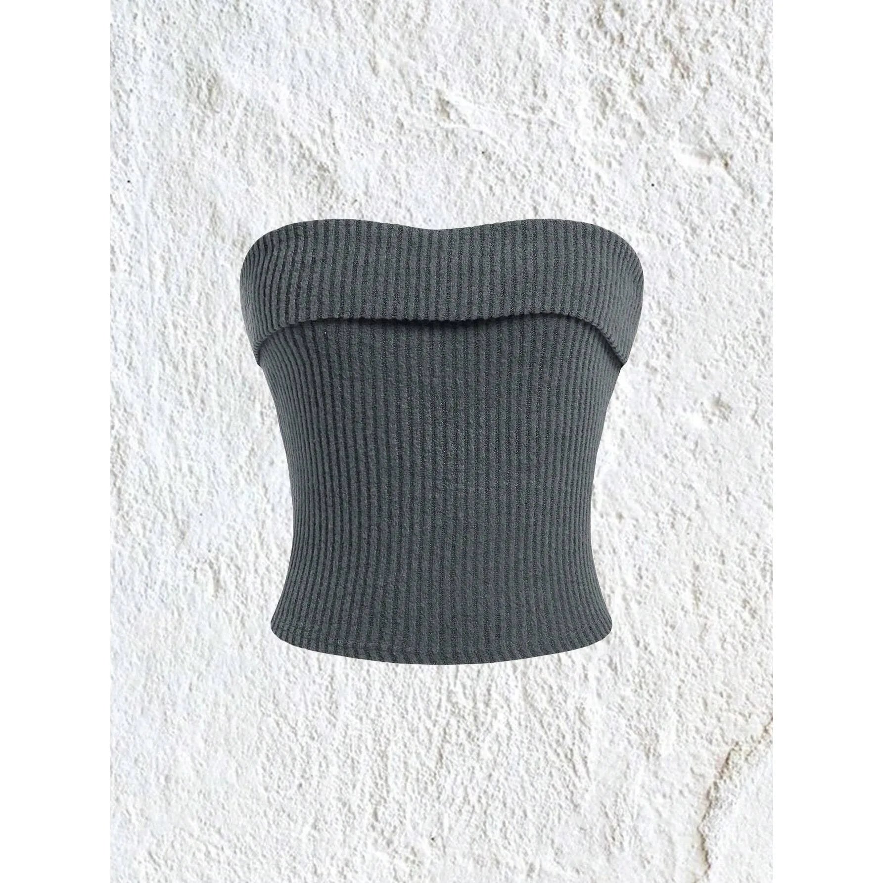 Women Rib-knit Tube Top Summer 2024 Y2K Clothes Grunge Punk Solid Strapless Sleeveless Slim Fit Crop Top Tank Tee Streetwear