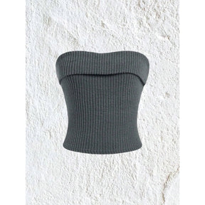 Women Rib-knit Tube Top Summer 2024 Y2K Clothes Grunge Punk Solid Strapless Sleeveless Slim Fit Crop Top Tank Tee Streetwear