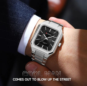 CURREN NEW Rectangular Business Watches for Men 2023 Fashion Brand Quartz Stainless Steel Band Wristwatch Male Clock 8457