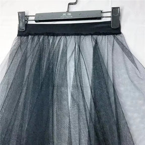 Black White Long Tulle Lace Mesh Skirt Women Petticoat Underskirt Summer Korean Irregular Cover Up Skirt Tutu Skirt For Girl