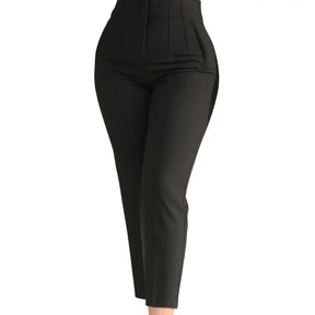 Stylish Office Pants 3D Cutting Workwear Anti-pilling Women Cropped Work Pants Solid Color Female Casual Trousers For Daily Wear