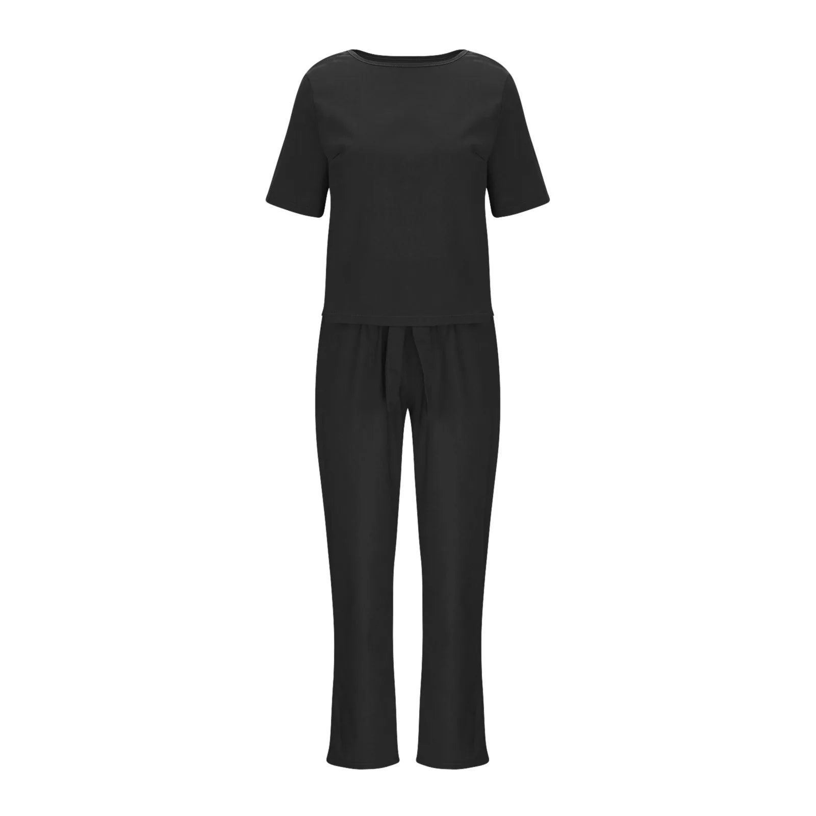 Women's Pullover Shirt And Pants Two-piece Set 2024 Women's Cotton And Linen Summer Suit Short Sleeved O-neck Outfit Pants