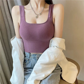 Women Push Up Camisole Padded Bra Sexy Top Suspender Tanks Fashion Printed Newspaper Camis Female Soft Sleeveless Tube Tops