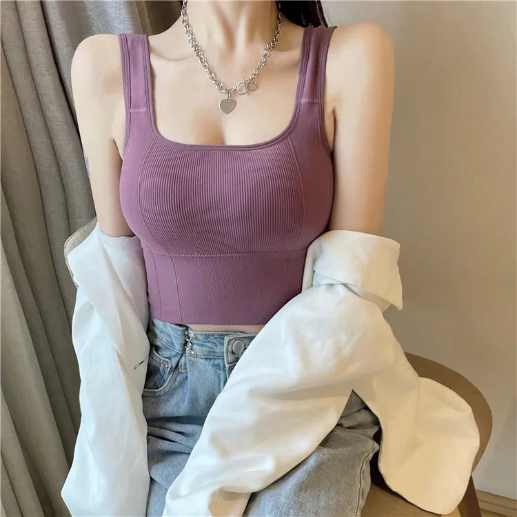 Women Push Up Camisole Padded Bra Sexy Top Suspender Tanks Fashion Printed Newspaper Camis Female Soft Sleeveless Tube Tops