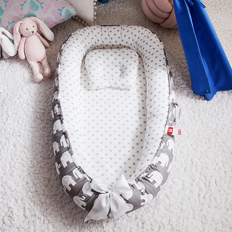 Infant Newborn Baby Lounger Portable Baby Nest Bed for Girls Boys Cotton Crib Toddler Bed Baby Nursery Carrycot Co Sleeper Bed