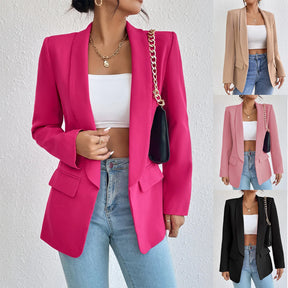 Chic Rose Red Blazers for Women Spring 2023 Casual Coats Black Women's Jacket Suit Basic Slim Summer Blazer Women Jacket Office