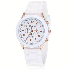 6PCS/Set Women's Watches Casual Silicone Band Analog Quartz Watch Heart Pearls Jewelry Set(Without Box)