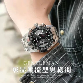 WOKAI high quality large dial men's European style waterproof luminous personality calendar watch boy business clock retro