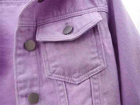 2024 New Women Spring Autumn Denim Jacket Tops Pink Color Solid Short Multicolor Feminino Three Quarter Sleeve Jean Jacket