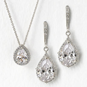 Huitan Fashion Women Water Drop CZ Pendant Necklace Silver Color O Chain Temperament Elegant Lady's Neck Accessories Hot Jewelry