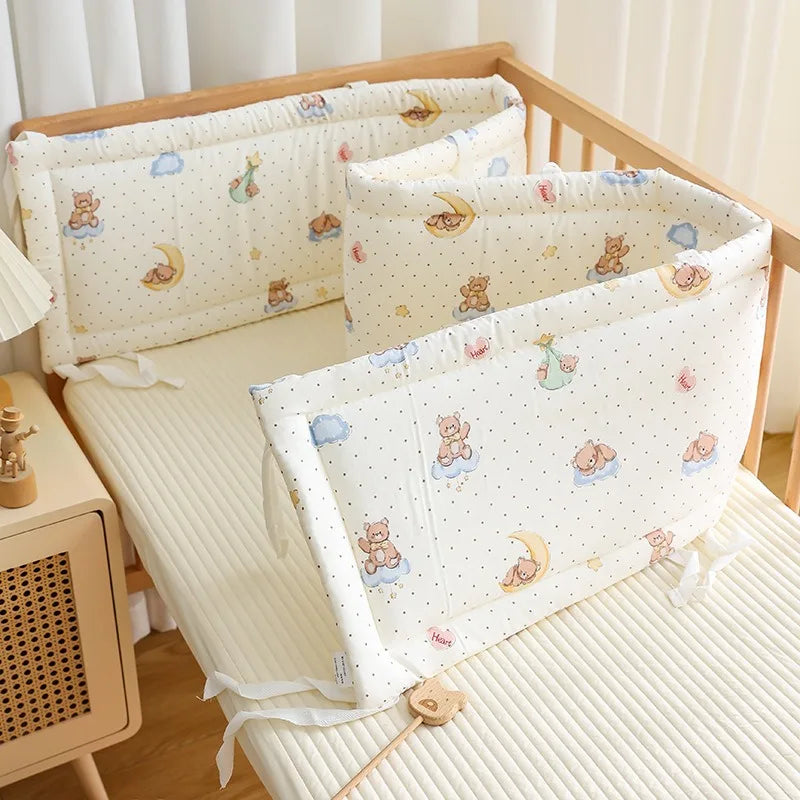 Newborn Crib By Pure Cotton Breathable Anti-collision Cushion Soft Bag, One-piece Crib Is Surrounded By Children's Splicing Bed