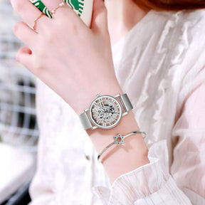 2025 New Fashion Women Gold Luxury Casual Quartz Watch Metal Mesh Stainless Steel Watches Relogio Feminino Ladies Wrist Watches