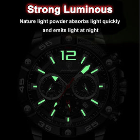 POEDAGAR Silicone Strap Sport Men's Watch Luxury Stopwatch Waterproof Military Wristwatches For Men Brand Luminous Clock Newest