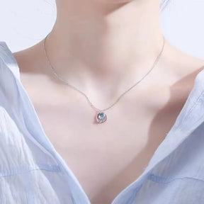 Blue Planet Meteor Shower Key Pendant Necklace Tiny Silver Color Clavicle Chain Collar for Women Friendship Jewelry