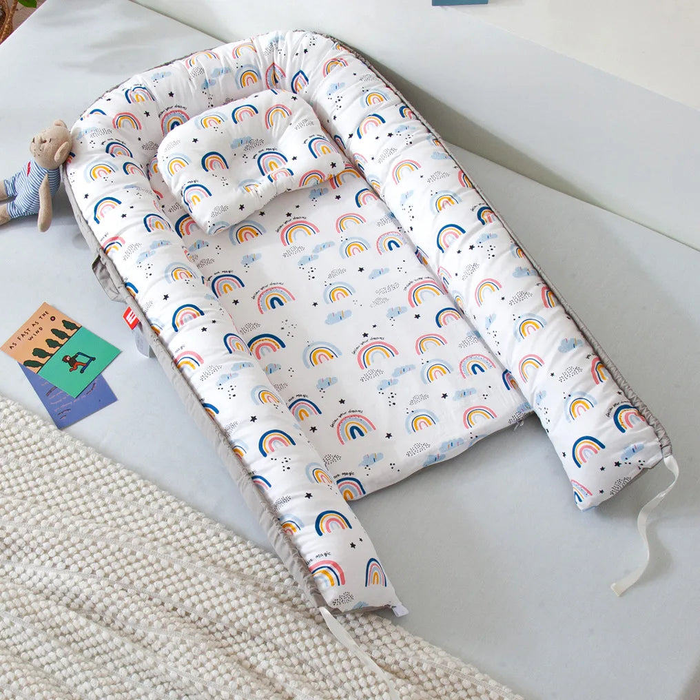 Infant Newborn Baby Lounger Portable Baby Nest Bed for Girls Boys Cotton Crib Toddler Bed Baby Nursery Carrycot Co Sleeper Bed