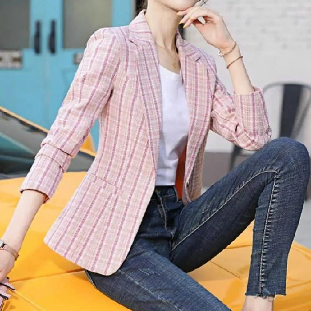 Women Spring Coat Turn-down Collar Outerwear Warm Casual Lady Spring Blazer   Women Blazer  for Work